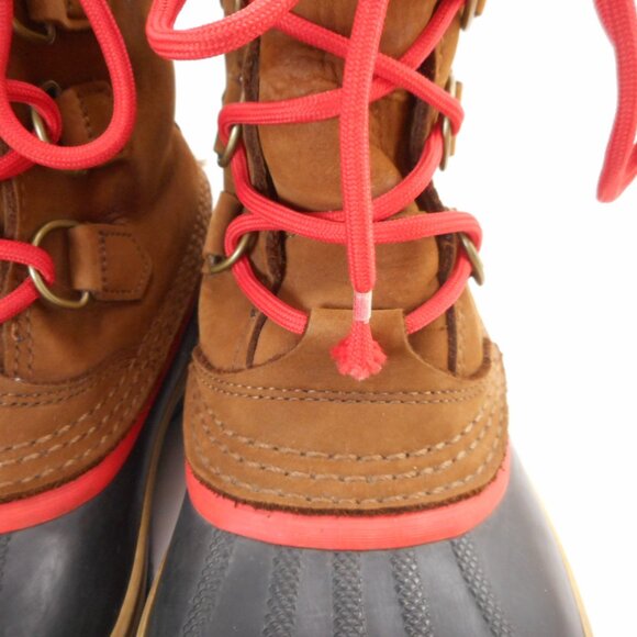 Sorel 1964 Pac 2 Waterproof Snow Boots Women's size 10 Grizzly Brown Red Laces - Picture 5 of 11